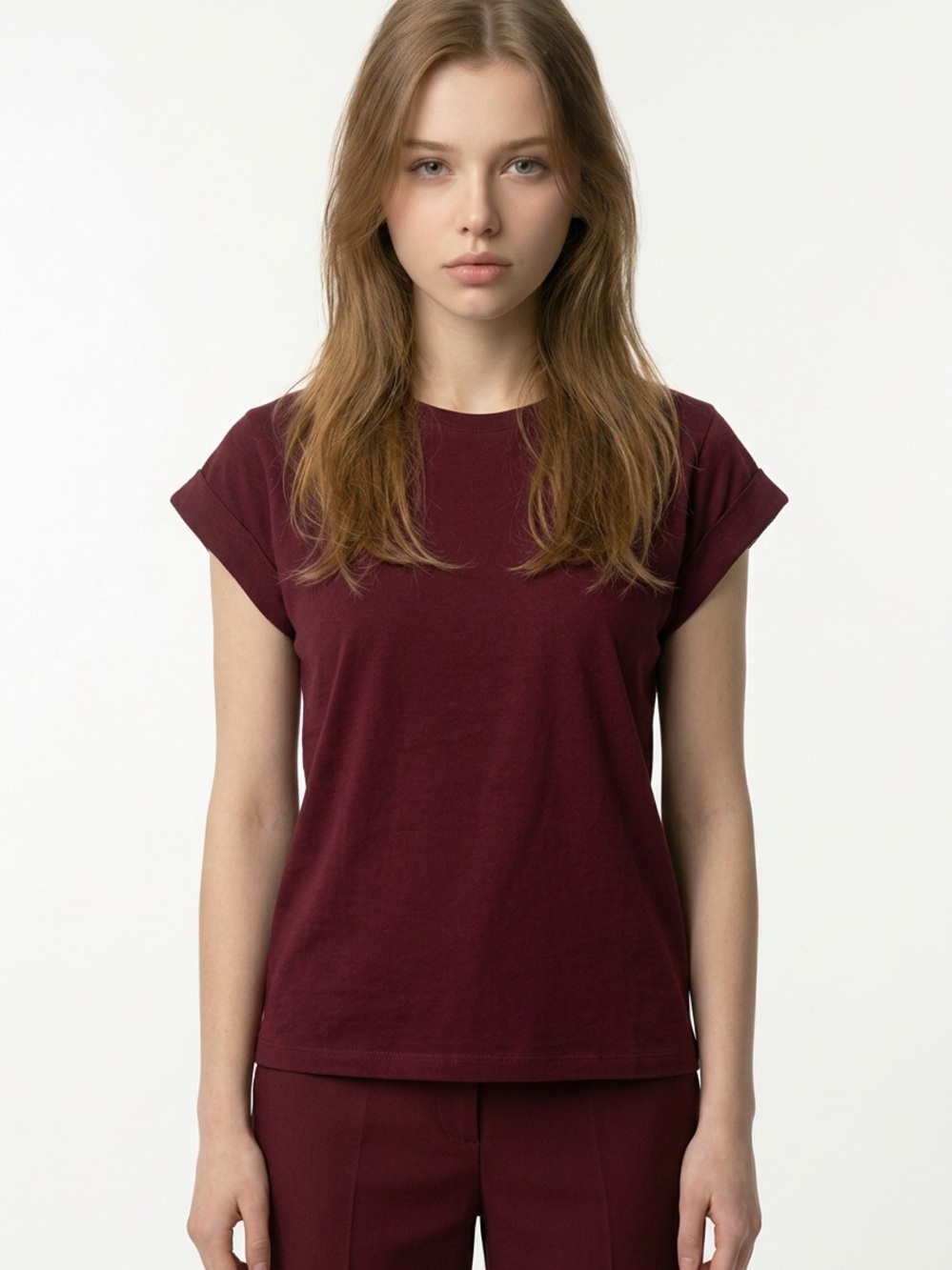 ZENANA | NEW Deep Cranberry Crewneck Cap Sleeve Tee Women’s Size Small